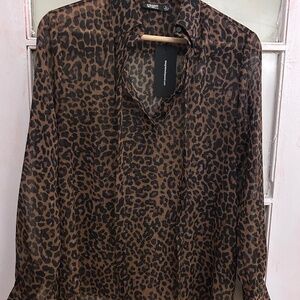 NWT Straight to Hell Leopard Print Top Size L